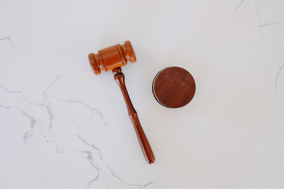 Judges gavel on a marble background